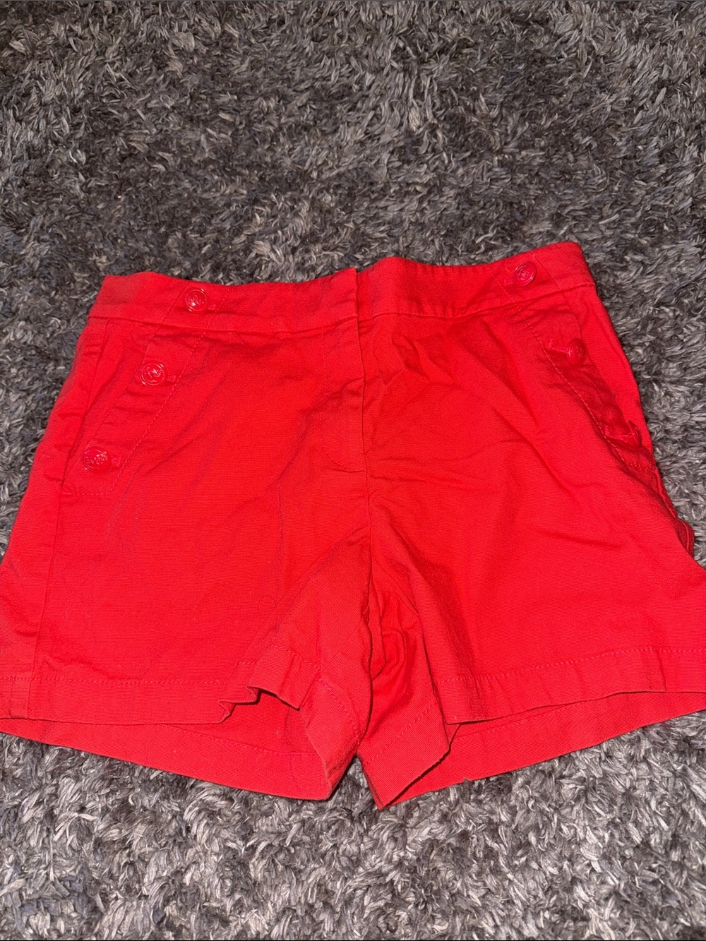 Women’s Red Casual Button-Trim Shorts